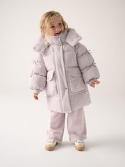 Baker by Ted Baker Lilac Purple Shower Resistant Bow Sleeve Padded Coat - Image 1 of 7
