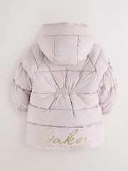 Baker by Ted Baker Lilac Purple Shower Resistant Bow Sleeve Padded Coat - Image 11 of 16