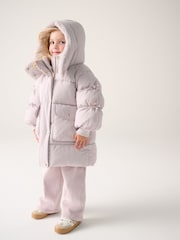 Baker by Ted Baker Lilac Purple Shower Resistant Bow Sleeve Padded Coat - Image 2 of 7