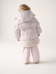 Baker by Ted Baker Lilac Purple Shower Resistant Bow Sleeve Padded Coat - Image 3 of 7