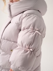 Baker by Ted Baker Lilac Purple Shower Resistant Bow Sleeve Padded Coat - Image 6 of 7