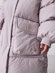 Baker by Ted Baker Lilac Purple Shower Resistant Bow Sleeve Padded Coat - Image 9 of 16