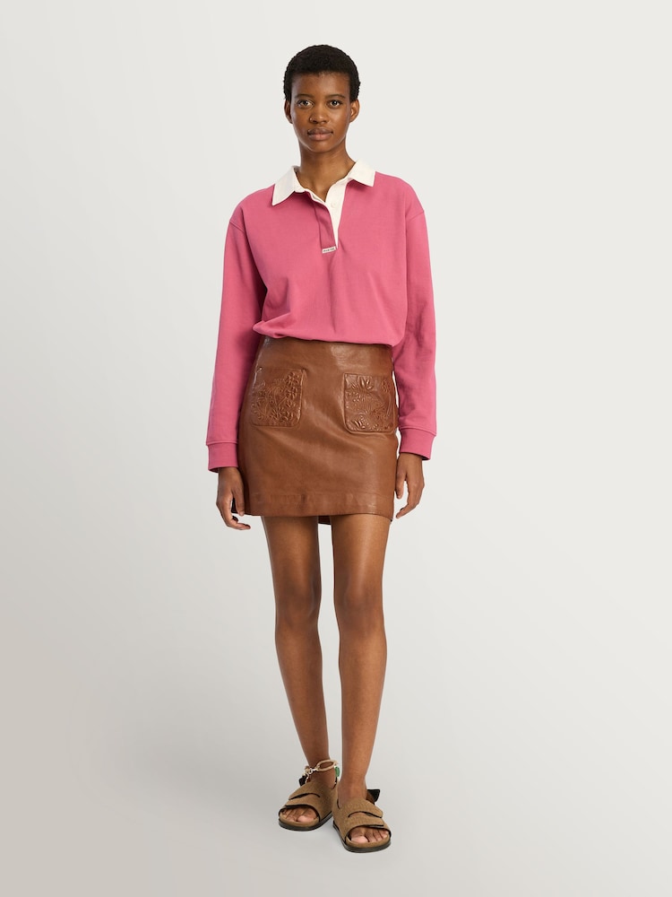 Pink Becent Long Sleeve Cotton Polo Shirt - Imagen 1 de 5