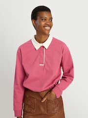 Pink Becent Long Sleeve Cotton Polo Shirt - Imagen 4 de 5