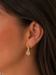 Jon Richard Gold Tone Waterproof Multirow Dome Hoop Earrings - Image 2 of 2