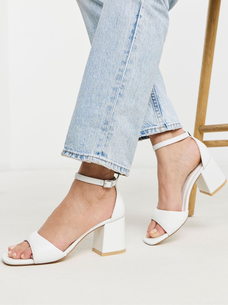 Simply Be Off White Wide Fit Barely There Heeled Sandals - Image 1 of 4