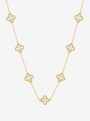 Jon Richard Gold Tone Waterproof Mother of Pearl Clover Station Necklace - Image 1 of 1