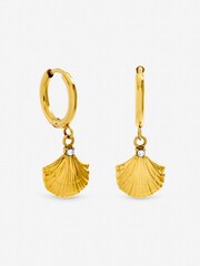 Jon Richard Gold Tone Waterproof Shell Hoop Earrings - Image 1 of 3