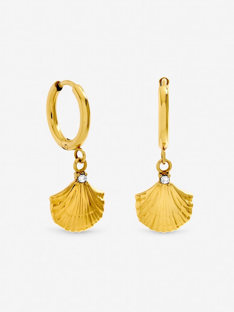 Jon Richard Gold Tone Waterproof Shell Hoop Earrings - Image 1 of 3