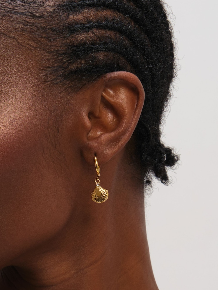 Jon Richard Gold Tone Waterproof Shell Hoop Earrings - Image 3 of 3