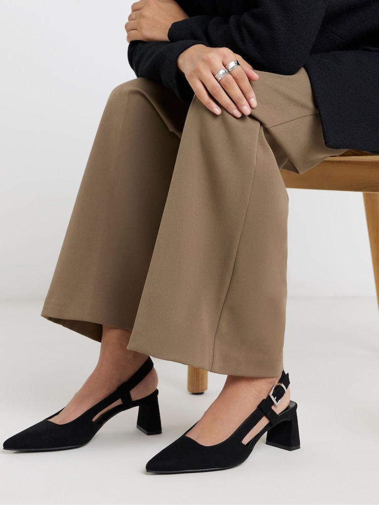 Simply Be Black Pointed Toe Slingback With Statement Heels - Image 1 of 4