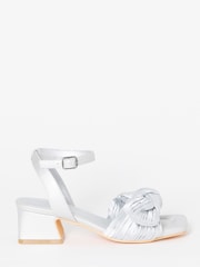 Simply Be Silver Side Bow Low Block Heels - Image 3 of 4