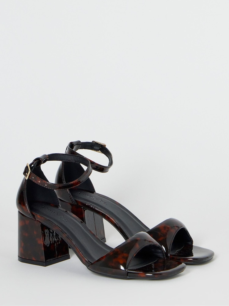 Simply Be Tortoise Shell Wide Fit Barely There Heeled Sandals - Image 2 of 4