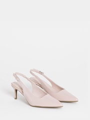 Simply Be Baby Pink Wide Fit Kitten Heel Sling Back Shoes - Image 2 of 4