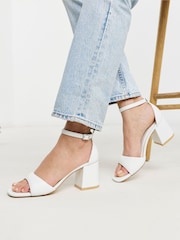 Simply Be White Extra Wide Fit Barely There Heeled Sandals - Image 1 of 4