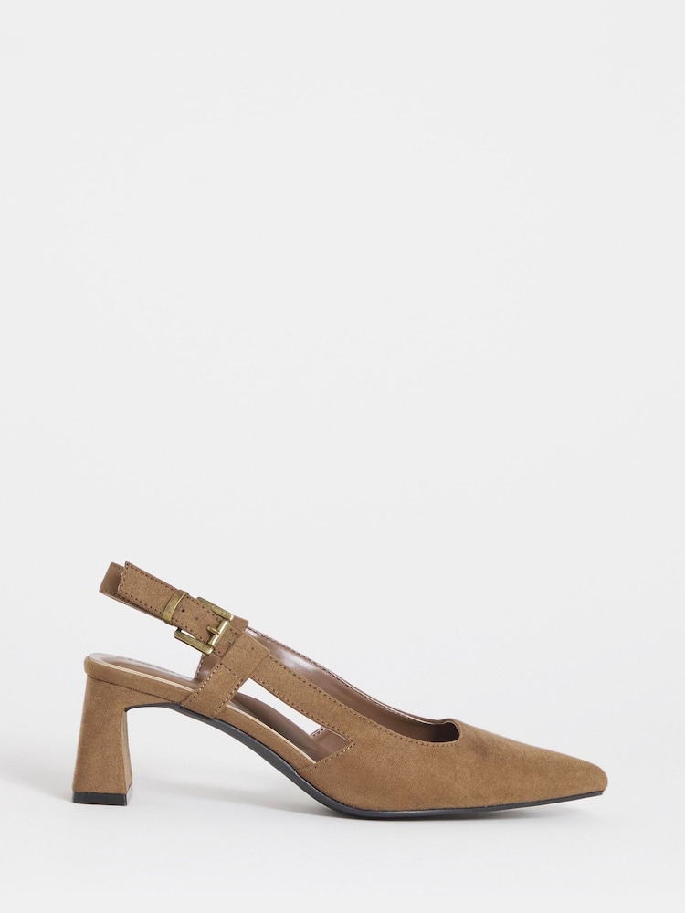 Simply Be Tan Pointed Toe Slingback With Statement Heels - Image 2 of 4 Simply Be Tan Pointed Toe Slingback With Statement Heels - Image 2 of 4