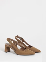 Simply Be Tan Pointed Toe Slingback With Statement Heels - Image 3 of 4