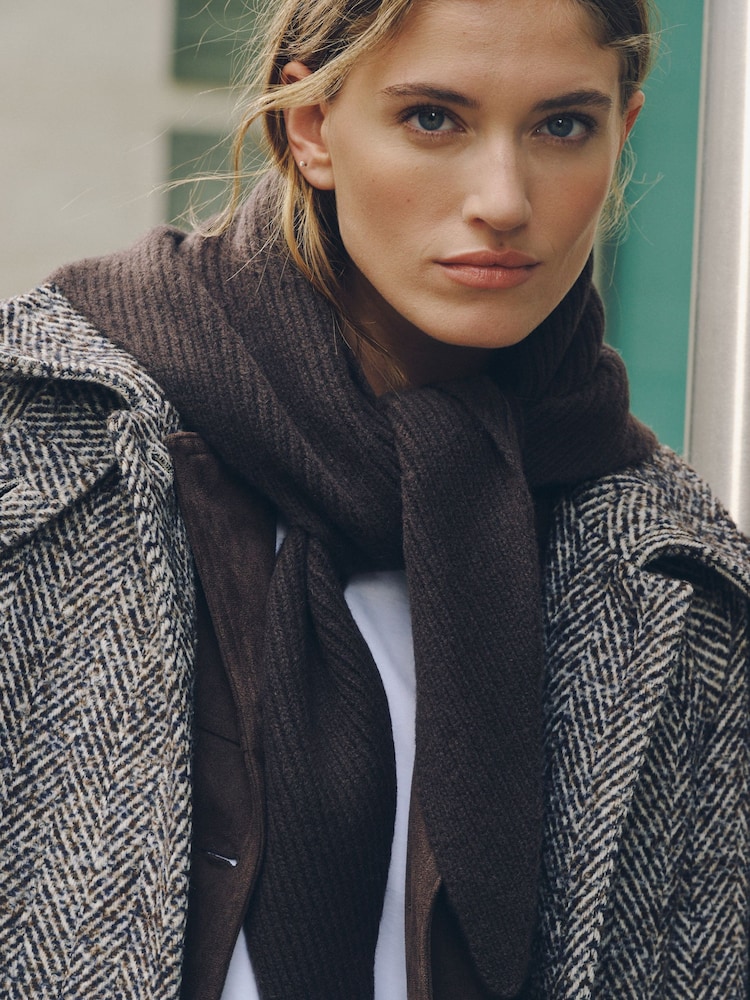Chocolate Brown N.Premium Cashmere Triangle Scarf - Image 1 of 5