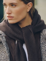 Chocolate Brown N.Premium Cashmere Triangle Scarf - Image 4 of 5