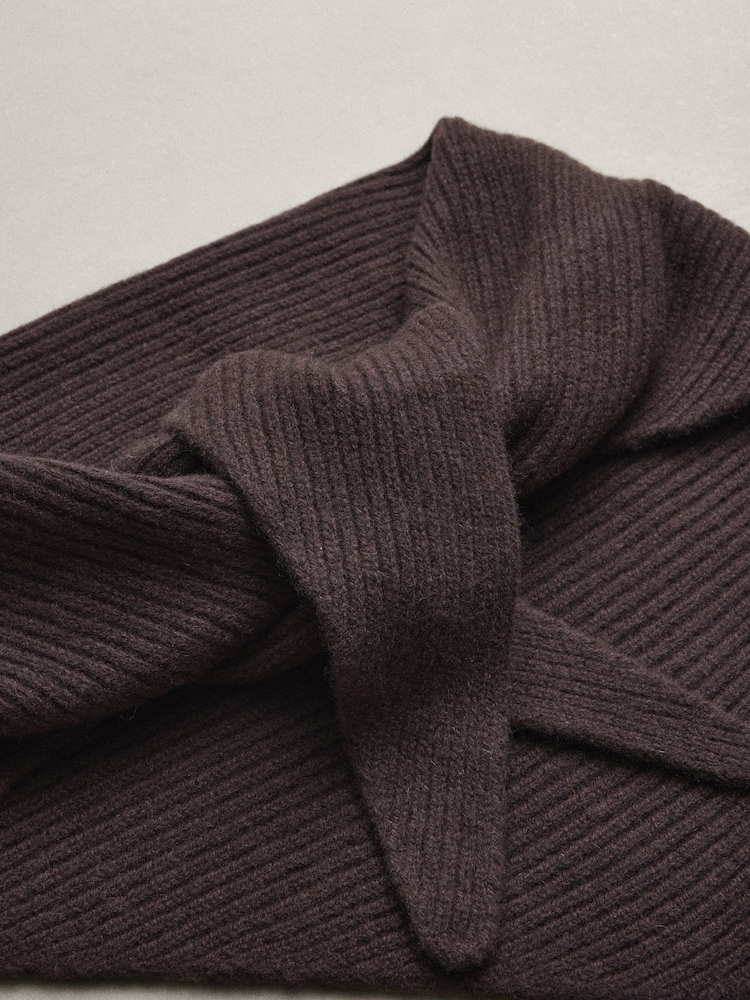 Chocolate Brown N.Premium Cashmere Triangle Scarf - Image 8 of 8