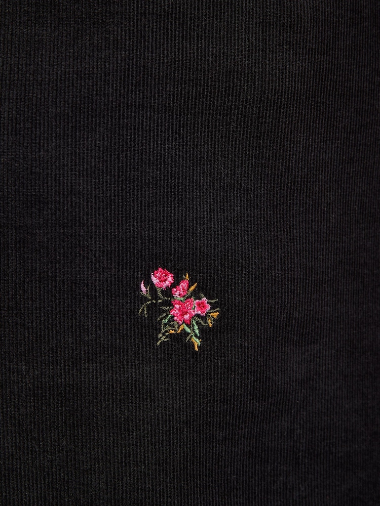 Love & Roses Black Floral Embroidered Cord Mini Skirt - Image 5 of 5