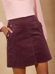Love & Roses Cord Sailor Button Mini Skirt - Image 1 of 4