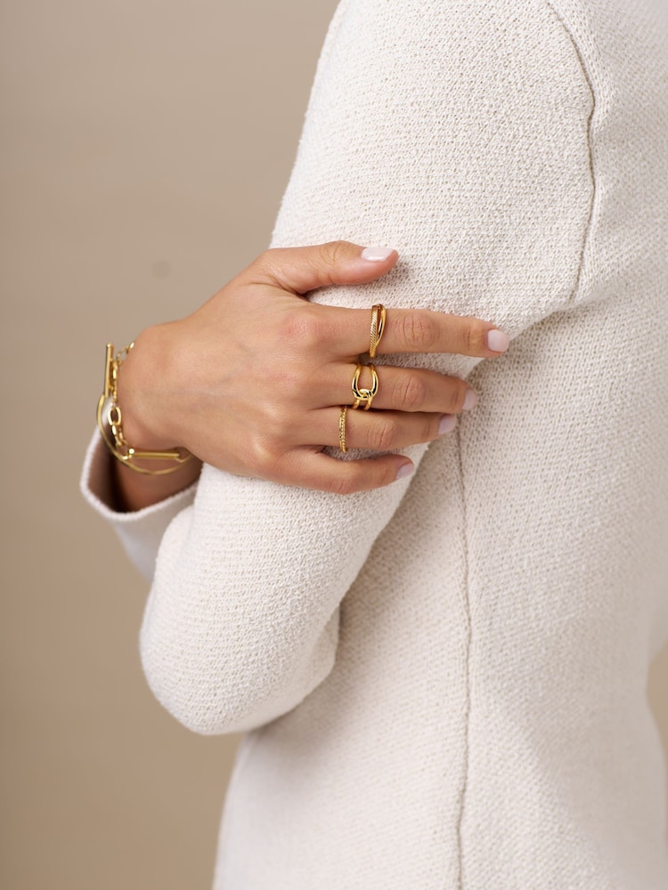 Orelia London Gold Tone Interlocking Open Adjustable Ring - Image 2 of 2