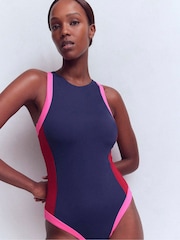 Boden Blue Piped Sporty Swimsuit - Image 1 of 7