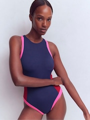 Boden Blue Piped Sporty Swimsuit - Image 4 of 7