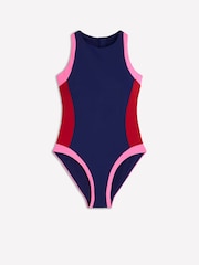 Boden Blue Piped Sporty Swimsuit - Image 6 of 7