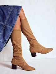 Boden Brown Block Heel Stretch Boots - Image 1 of 4