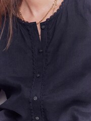 Boden Blue Leah Short Sleeve Linen Top - Image 2 of 5