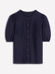 Boden Blue Leah Short Sleeve Linen Top - Image 5 of 5