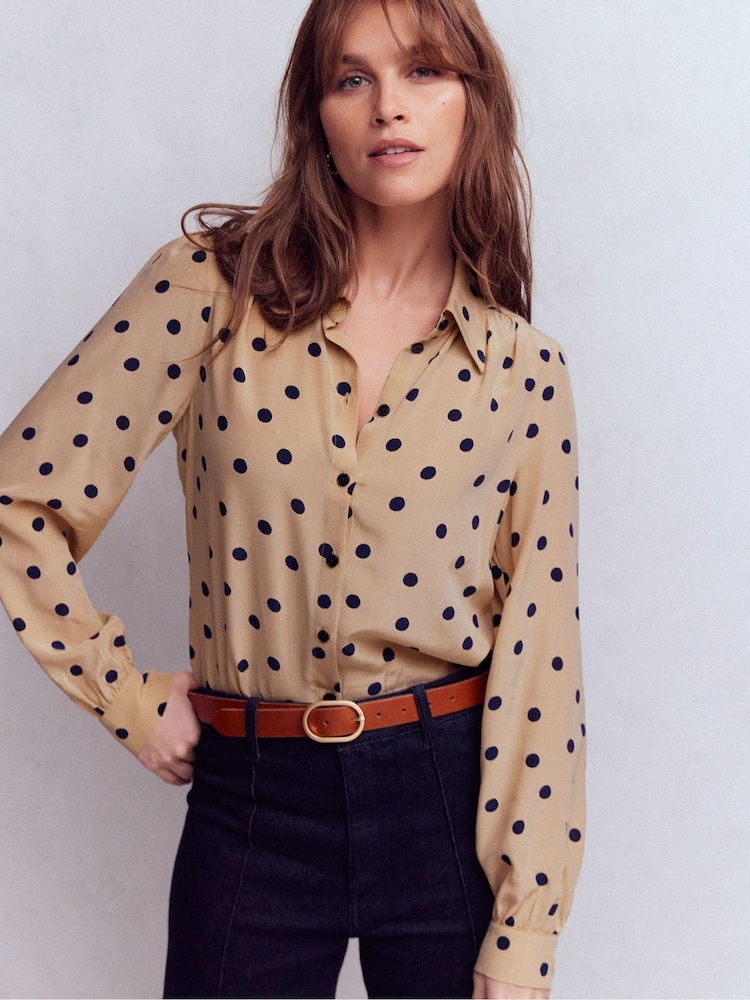 Boden Brown Sara Silk Shirt - Image 1 of 6