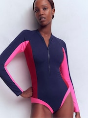 Boden Blue Sporty Raglan Sleeve Swimsuit - Image 1 of 6