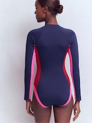 Boden Blue Sporty Raglan Sleeve Swimsuit - Image 3 of 6