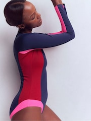 Boden Blue Sporty Raglan Sleeve Swimsuit - Image 4 of 6