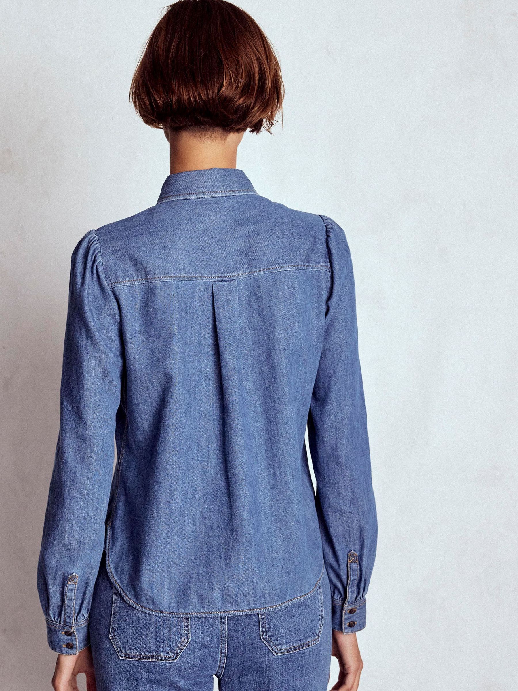 シャツ/ブラウス(長袖/七分) argue COTTON LINEN DENIM MELLOW SHIRTS Women's Oversized Denim Pocket Shirt - T-Shirts & Tops - New In