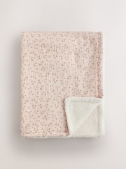 Pink Ditsy Floral Muslin Baby Fleece Blanket - Image 1 of 5