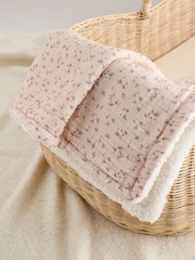 Pink Ditsy Floral Muslin Baby Fleece Blanket - Image 2 of 5