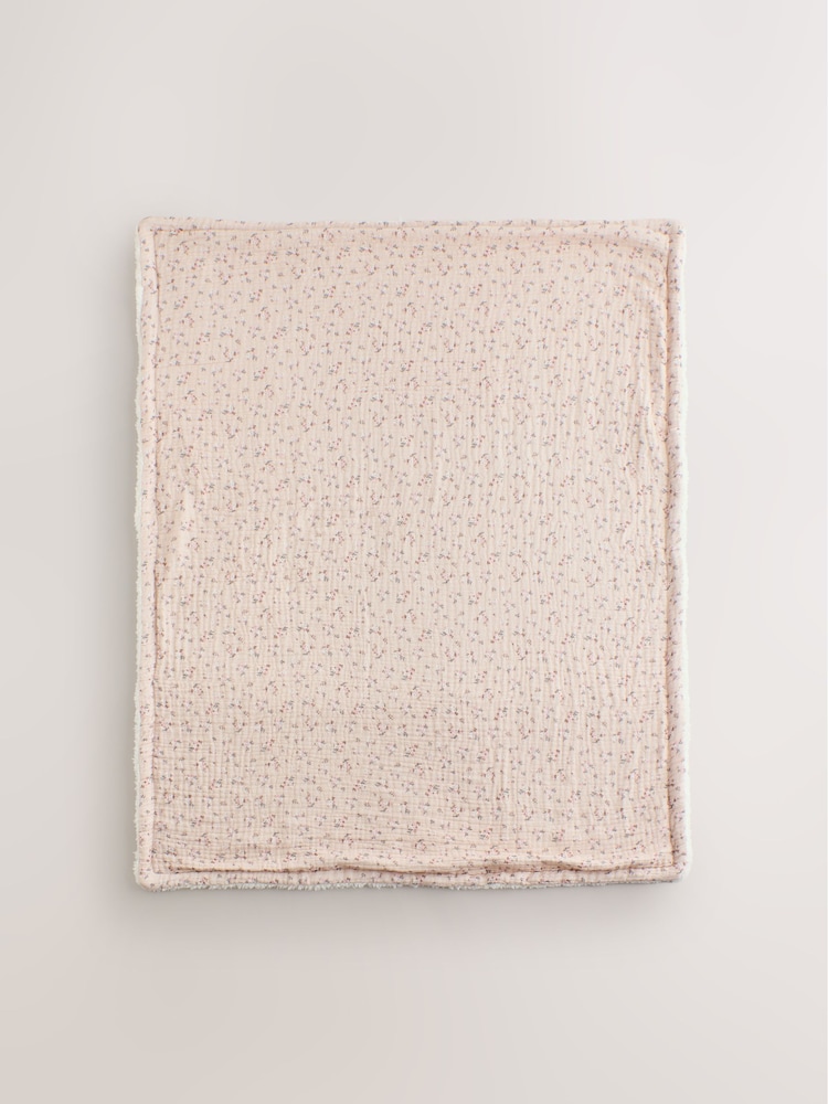 Pink Ditsy Floral Muslin Baby Fleece Blanket - Image 5 of 5