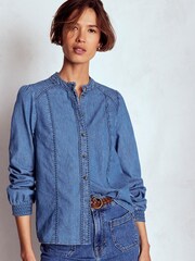 Boden Blue Rhea Trim Insert Denim Top - Image 1 of 6