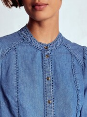 Boden Blue Rhea Trim Insert Denim Top - Image 5 of 6