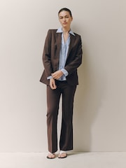 Chocolate Brown Tailored Bootcut Trousers With Wool - Image 1 of 6