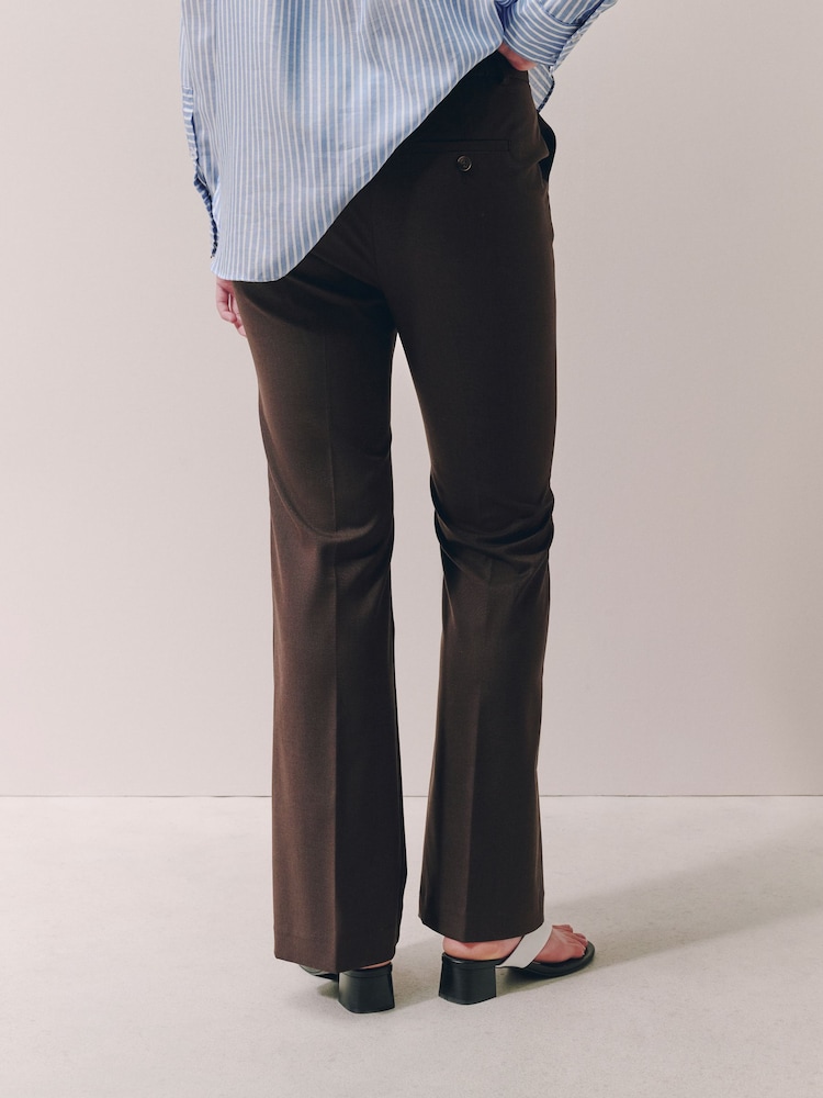 Chocolate Brown Tailored Bootcut Trousers With Wool - Image 2 of 6 Chocolate Brown Tailored Bootcut Trousers With Wool - Image 2 of 6