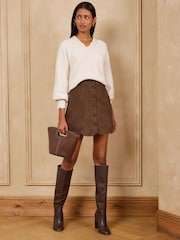 Love & Roses Suedette Scallop Hem Mini Skirt - 3 paveikslėlis iš 4