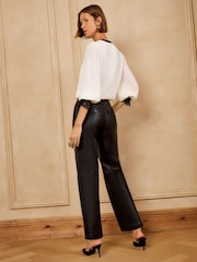 Love & Roses Black Straight Leg Faux Leather Trousers - Image 4 of 4