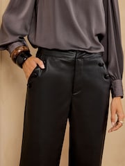 Love & Roses Black Wide Leg Button Detail Trousers - Image 2 of 5