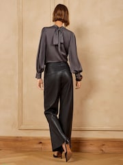 Love & Roses Black Wide Leg Button Detail Trousers - Image 5 of 5