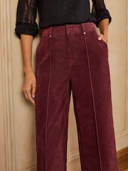 Love & Roses Burgundy Red Wide Crop Faux Suede Trousers - Image 2 of 5
